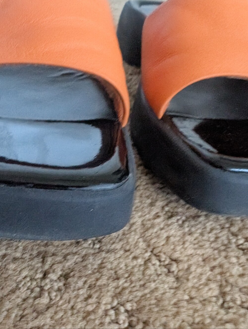 Villager By Liz Claiborne Size 7, Orange Slide sandals. - Picture 2 of 7